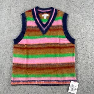Topshop Women's US 0-2 Multicolor Knitted V-Neck Ultra Fluffy Sweater Tank Vest